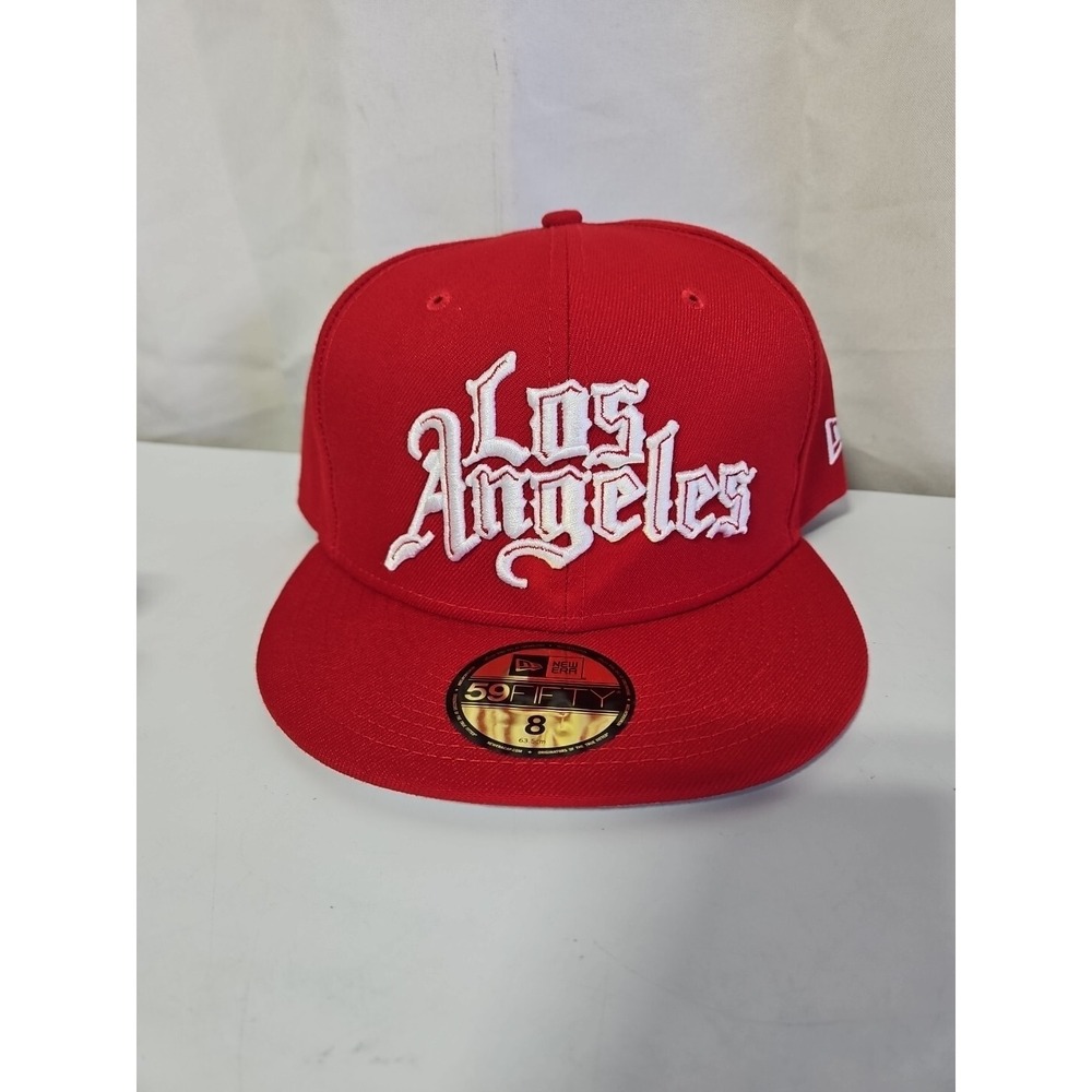 LA New Era Hat Los Angeles Clippers 59FIFTY Snapback New Cap US Men's 8 Red Hot